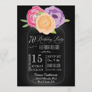 Mason Jar Chalkboard 70e anniversaire Invitation