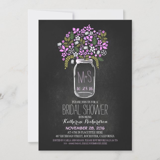 mason jar chalkboard invitation de douche nuptiale (Devant)