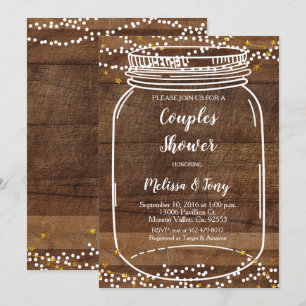 Mason Jar Couple Shower Invitation card