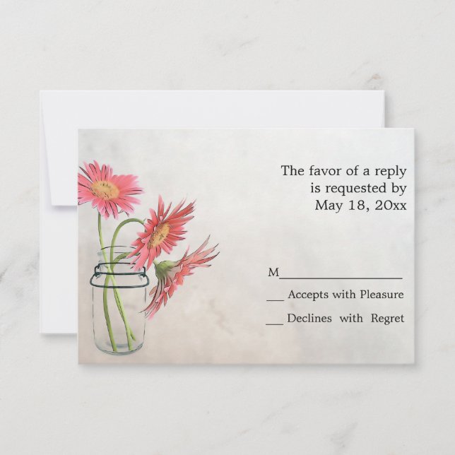 Mason Jar Daisies Cartes RSVP (Devant)