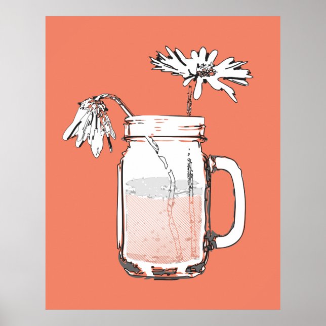 mason jar daisy impression toile (Devant)