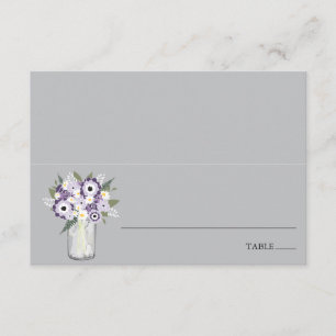 Mason Jar de jardin violet   Carte de place d'esco