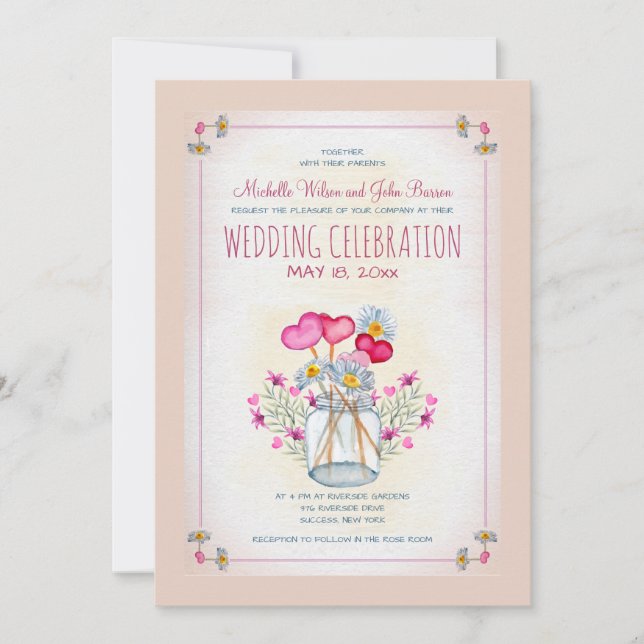 Mason Jar de l'Amour Invitation (Devant)