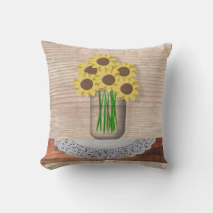 Mason Jar Du Coussin Sunflower