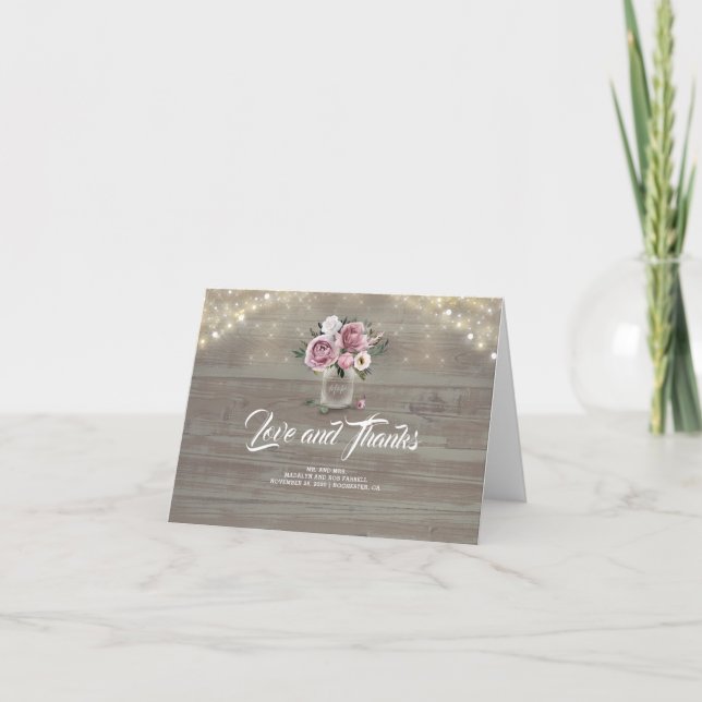 Mason Jar Dusty Rose Floral Mariage Merci (Devant)