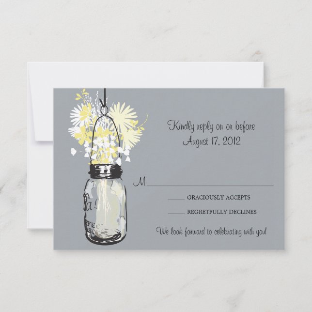 Mason Jar et carte RSVP Fleur sauvage (Devant)
