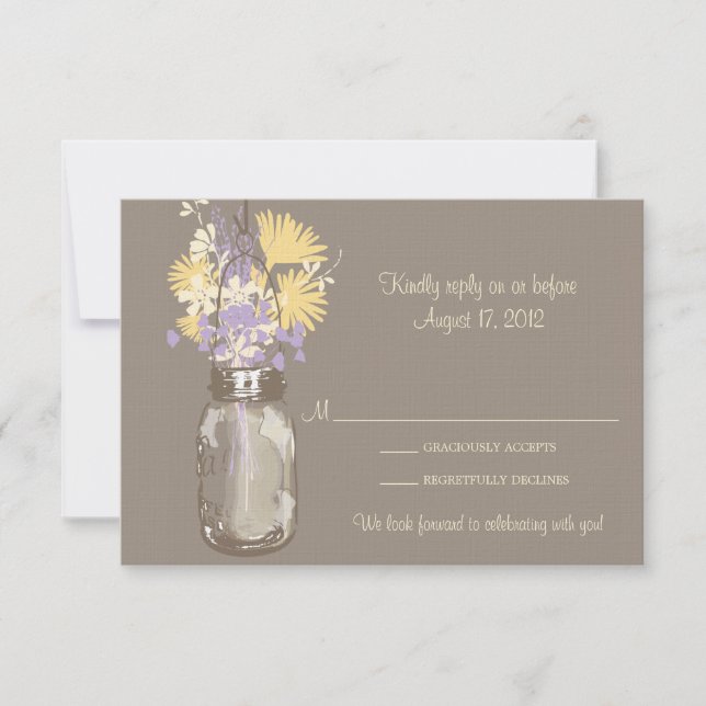 Mason Jar et carte RSVP Fleur sauvage (Devant)