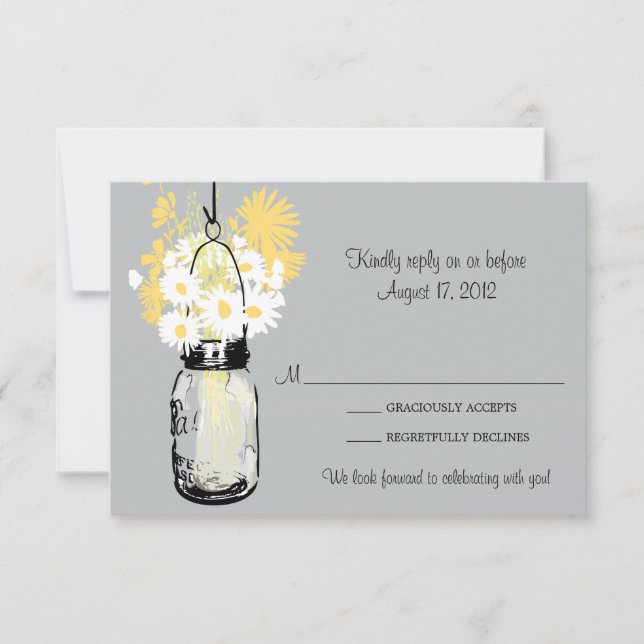 Mason Jar et carte RSVP Fleur sauvage (Devant)