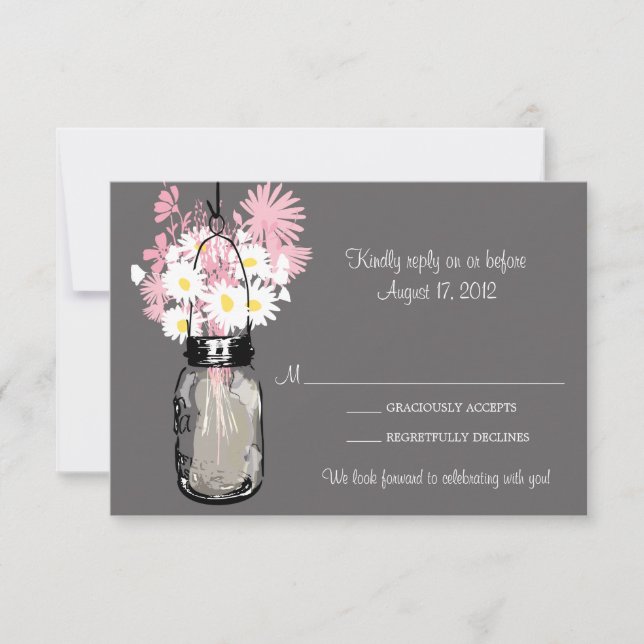 Mason Jar et carte RSVP Fleur sauvage (Devant)