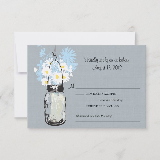 Mason Jar et carte RSVP Fleur sauvage (Devant)