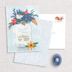 Mason Jar et Fleur sauvage Invitation de douche nu