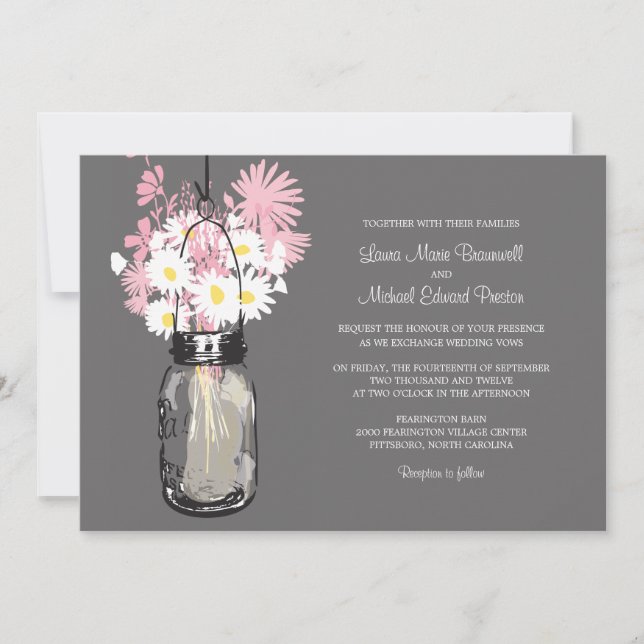 Mason Jar et invitations de mariage Fleurs sauvage (Devant)