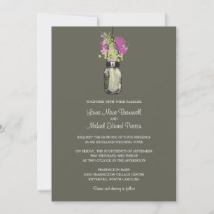 Mason Jar et invitations de mariage Fleurs sauvage