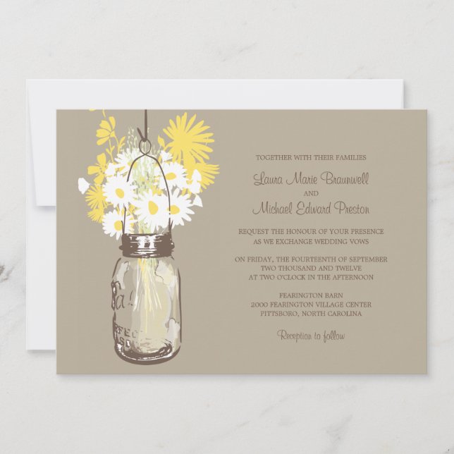 Mason Jar et invitations de mariage Fleurs sauvage (Devant)