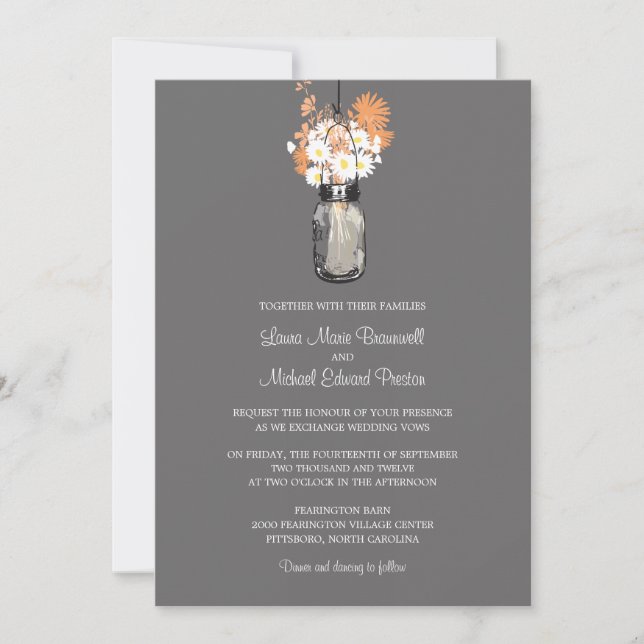 Mason Jar et invitations de mariage Fleurs sauvage (Devant)