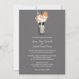 Mason Jar et invitations de mariage Fleurs sauvage