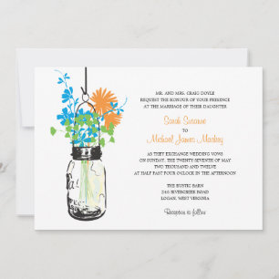 Mason Jar et invitations de mariage Fleurs sauvage