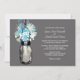 Mason Jar et invitations de mariage Fleurs sauvage
