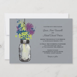 Mason Jar et les invitations aux mariages Fleurs s