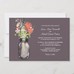 Mason Jar et les invitations aux mariages Fleurs s