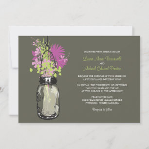 Mason Jar et les invitations aux mariages Fleurs s