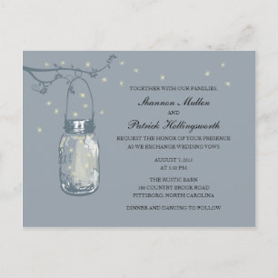 Mason Jar et lucioles Invitations de mariage