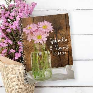 Mason Jar et Pink Daisies Barn Mariage livre d'hôt