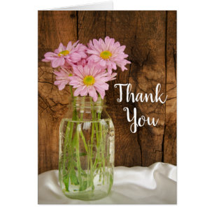 Mason Jar et rose Daisies Barn Mariage Merci