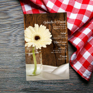 Mason Jar et White Daisy Mariage campagnard Menu