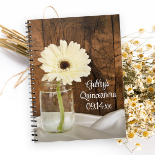 Mason Jar et White Daisy Quinceañera Livre d'or