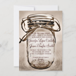 Mason Jar Faire-part de mariage avec Fiançailles P