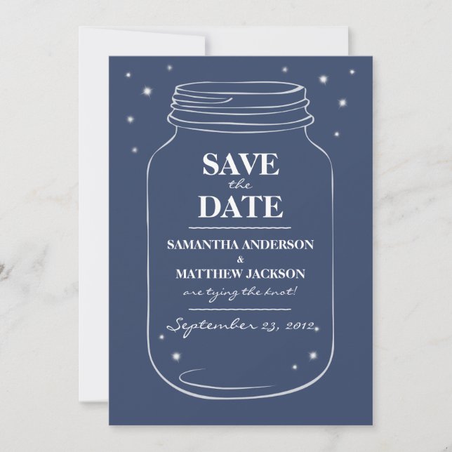 Mason Jar Fireflies Enregistrer les cartes de date (Devant)