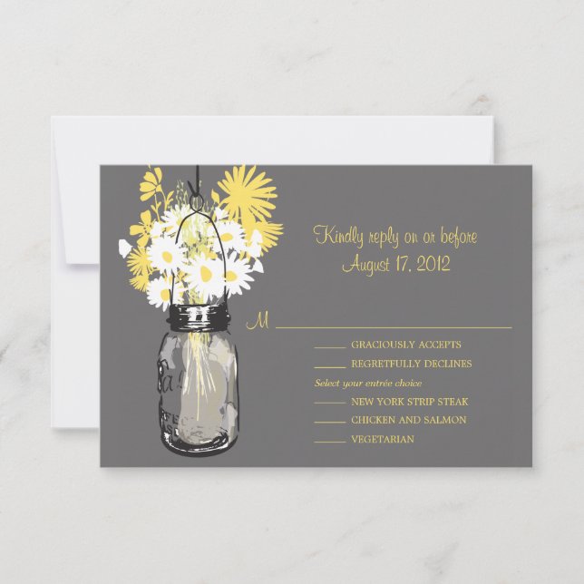 Mason Jar & Fleur sauvage RSVP & Carte Menu (Devant)