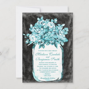 Mason Jar Fleurs Chalkboard Mariage Invitations