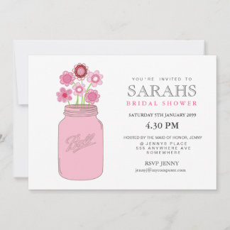 Mason Jar Fleurs Fête des mariées Invitation