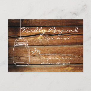 Mason Jar Grange de mariage en bois Cartes RSVP