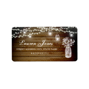 Mason Jar illumine les Étiquettes de adresse rusti