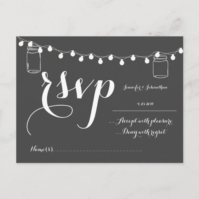 Mason jar illumine mariage cartes RSVP (Devant)