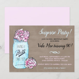 Mason Jar Invitation de fête d'anniversaire