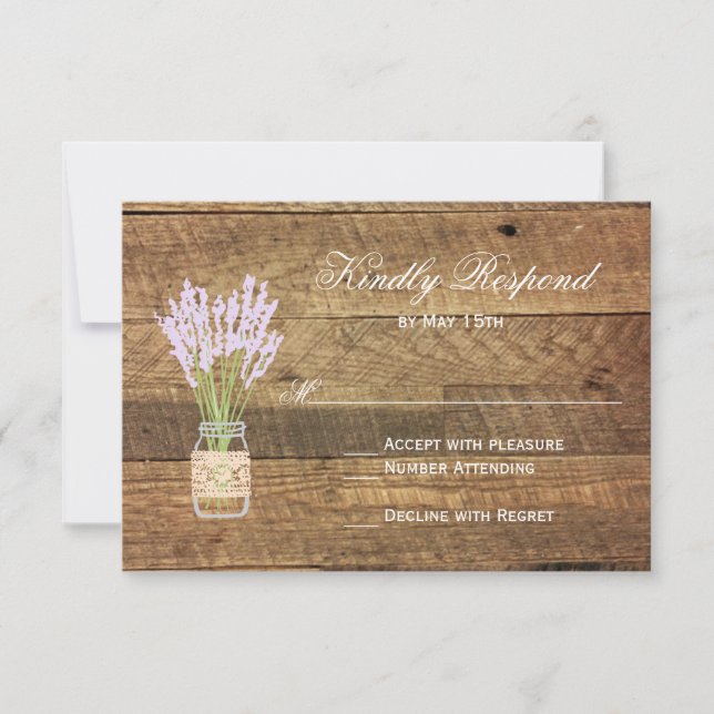 Mason Jar Lavender Wedding Cartes RSVP (Devant)