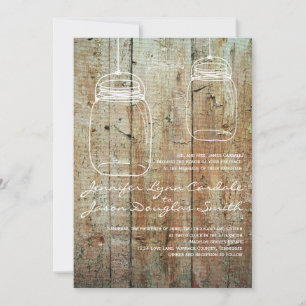 Mason Jar Pays Grange Bois Mariage Invitations