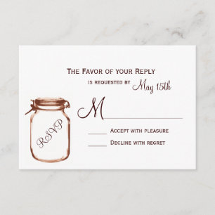 Mason Jar Pays Mariage rustique Cartes RSVP