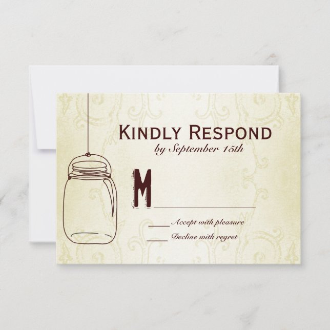 Mason Jar Pays Tourne Les Cartes RSVP Mariage (Devant)
