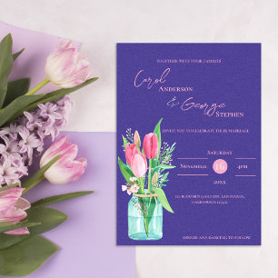 Mason Jar Purple & Blush Tulip Faire-part de maria