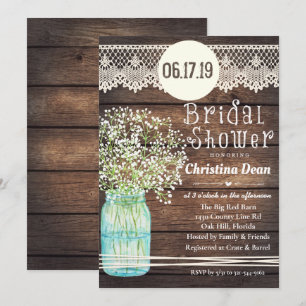 Mason Jar Rustic Bois Bridal Show Invitation