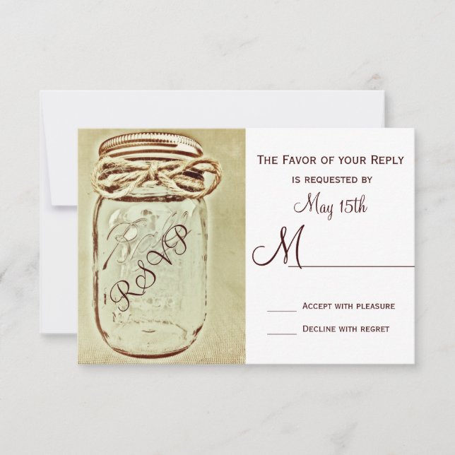 Mason Jar Rustique Mariage campagnard RSVP Cartes  (Devant)