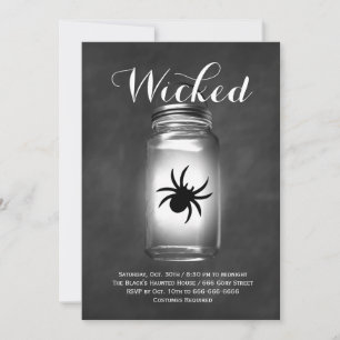 Mason Jar Spider Halloween Invitation