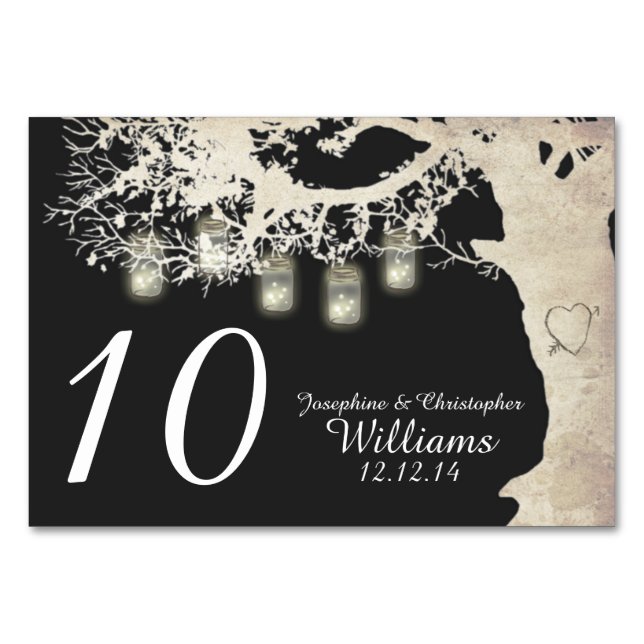 Mason Jar String Lights Tree Numéro de table (Devant)