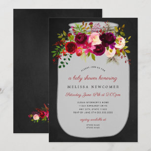 Mason jar tchalkboard invitation douche bébé