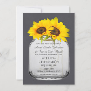 Mason jar tournesol Chalkboard invitations de mari